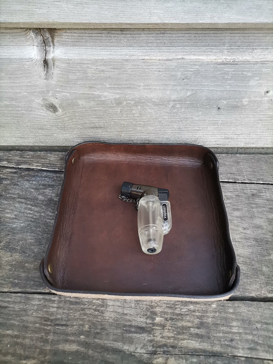 Leather Tray Dark Brown