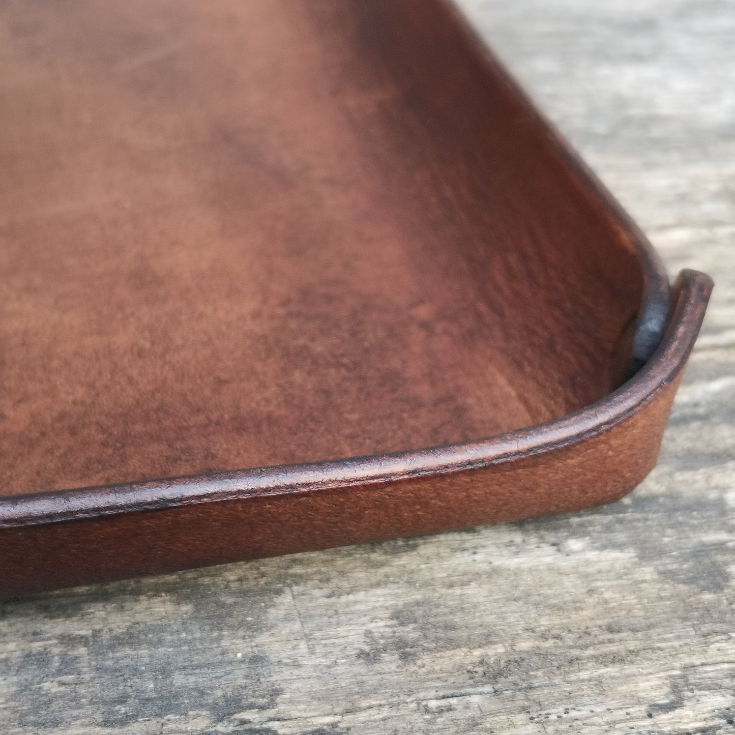 Leather Tray 19X22Cm Brown