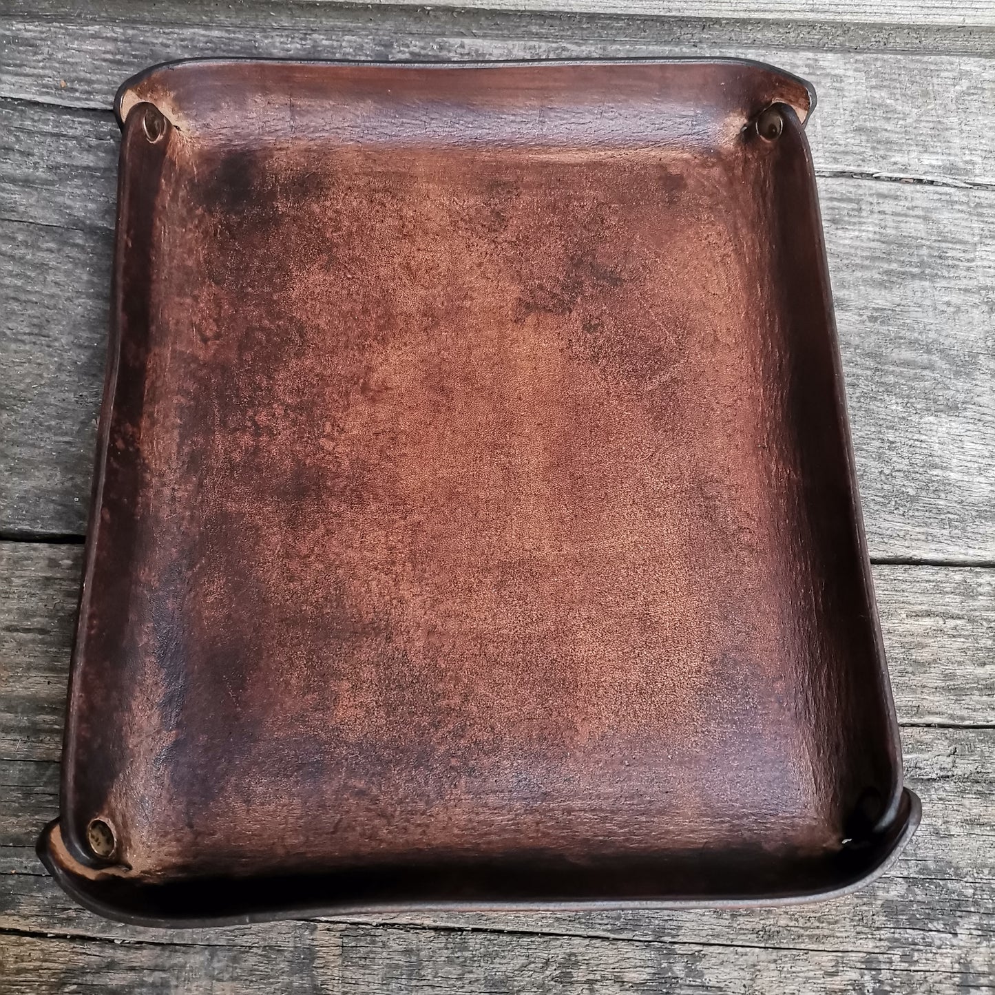 Leather Tray 19X22Cm Brown