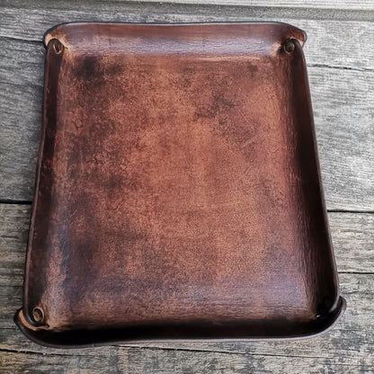 Leather Tray 19X22Cm Brown