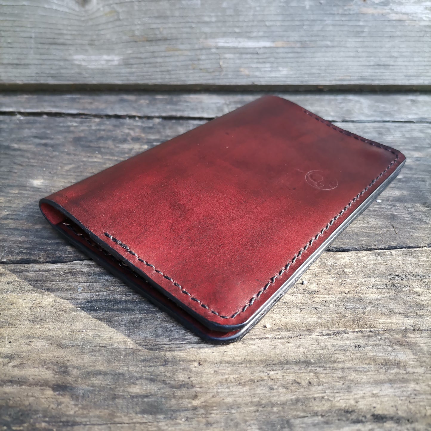 Leather tobacco pouch Aged red