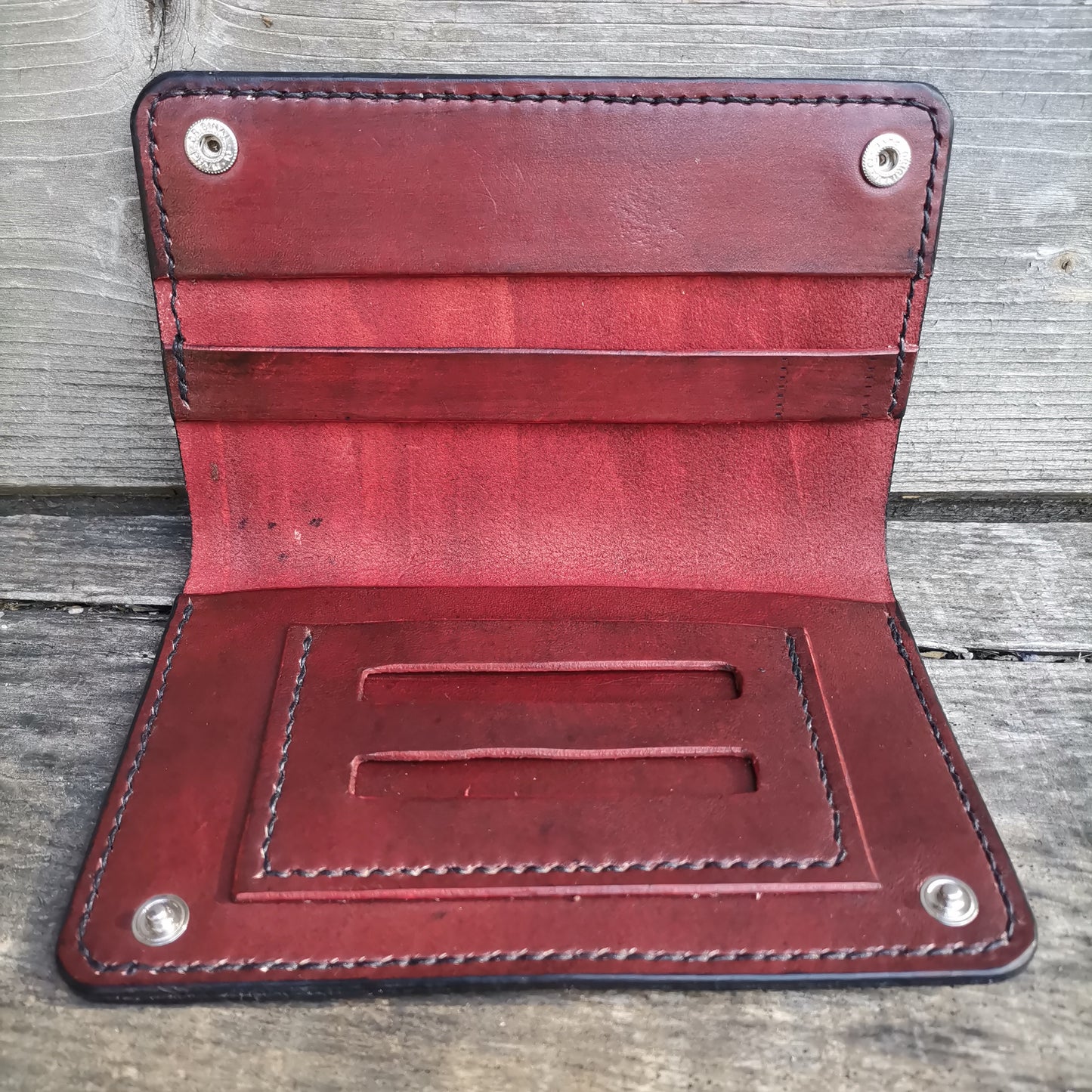 Leather tobacco pouch Aged red
