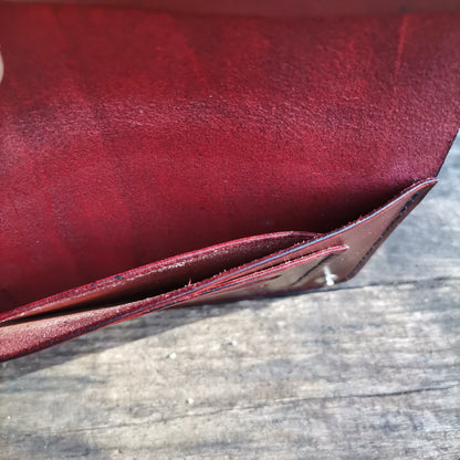 Leather tobacco pouch Aged red