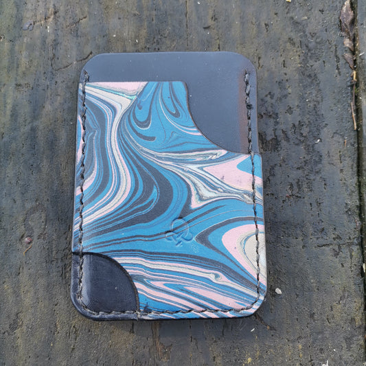 Card holder with blue marbling