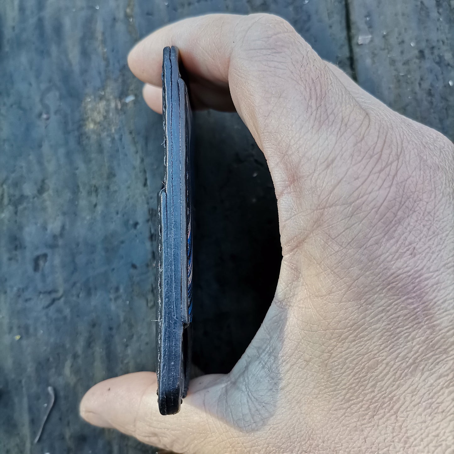 Card holder with blue marbling