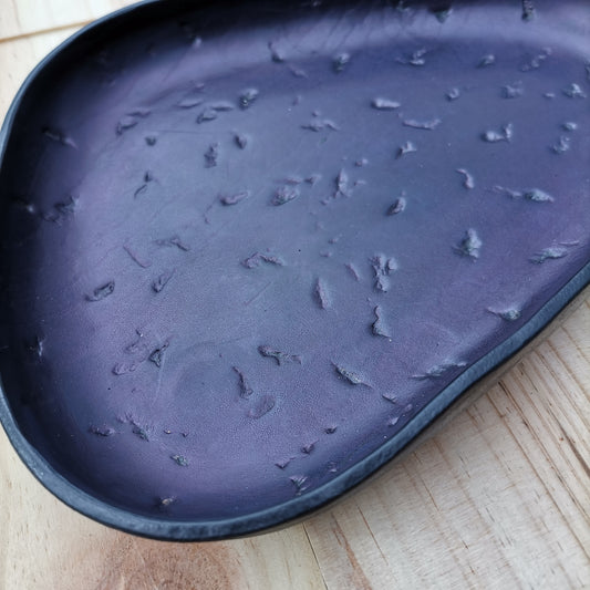 Molded Leather Tray - Textured dark purple