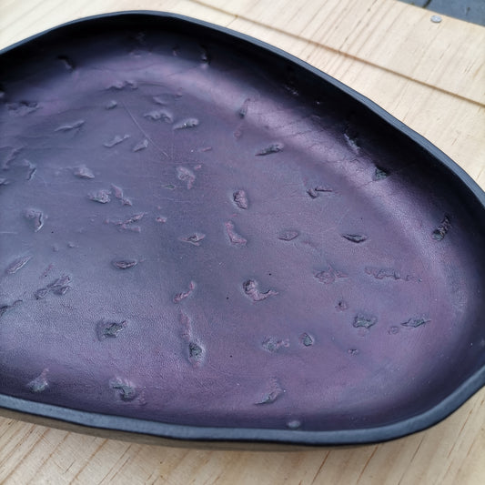 Molded Leather Tray - Textured dark purple