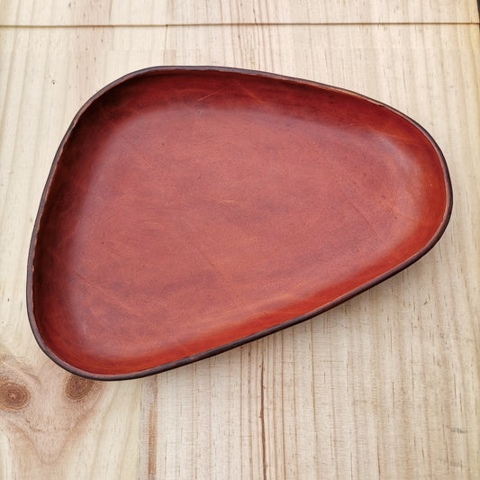 Molded Leather Tray - Orange