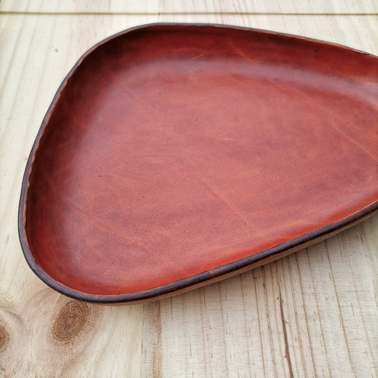 Molded Leather Tray - Orange