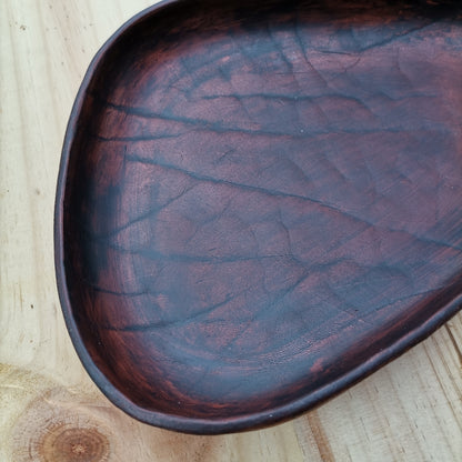 Molded Leather Tray - ribbed brown