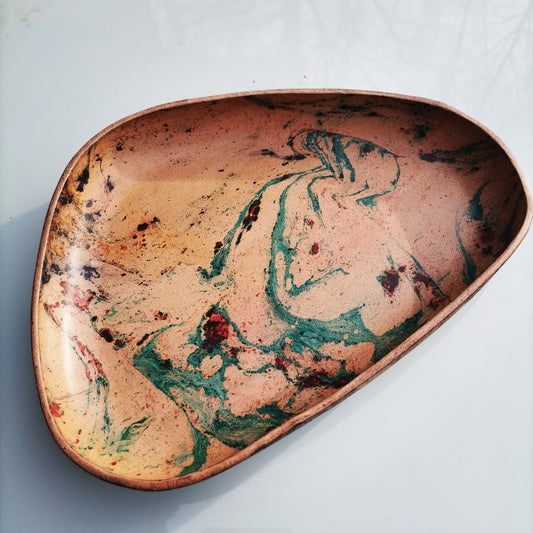 Molded Leather Tray - Marbling