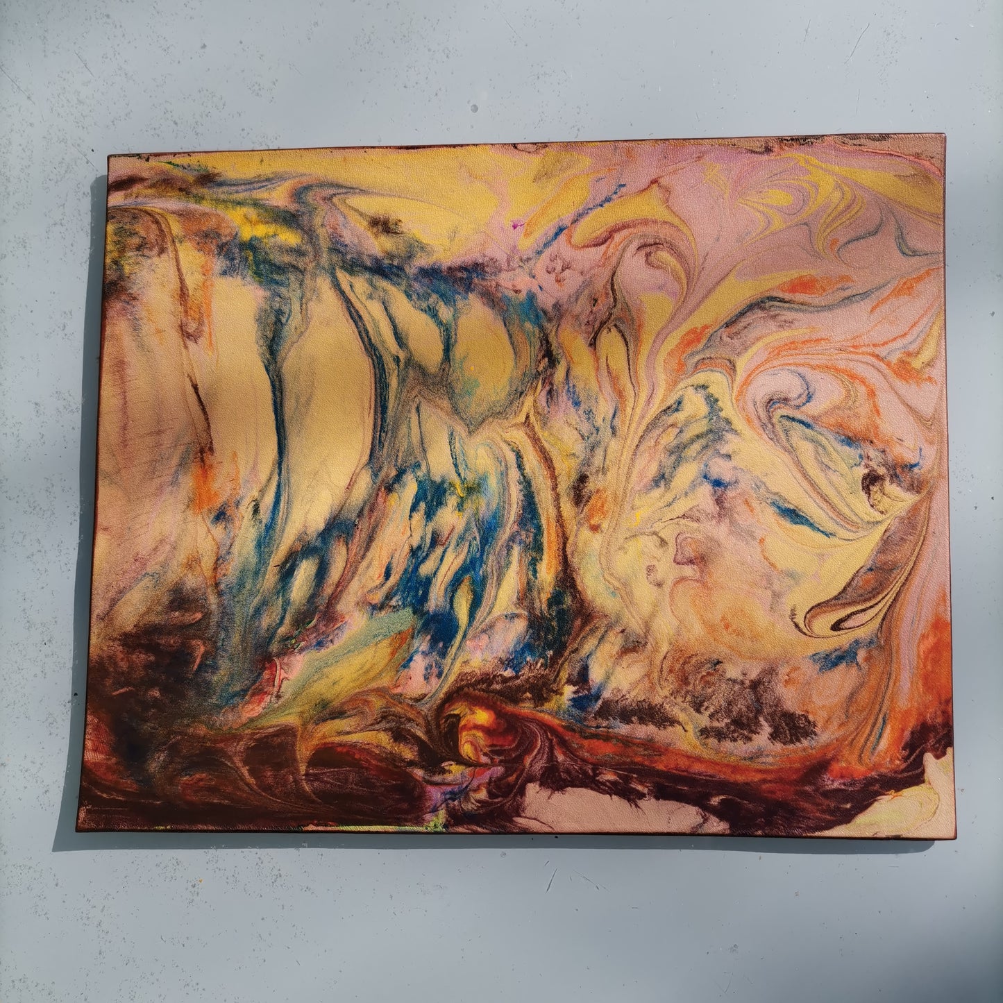 Leather Moodmat yellow marbling