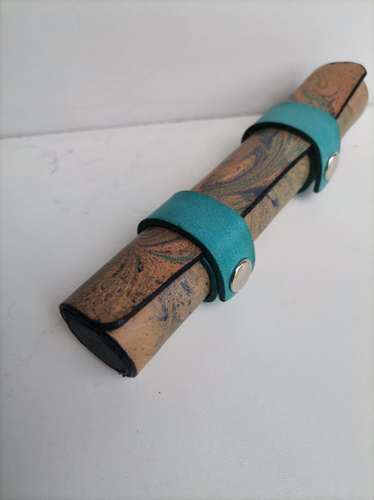 Mh Tempest Parchment Case With Marbling 4 (blue straps)