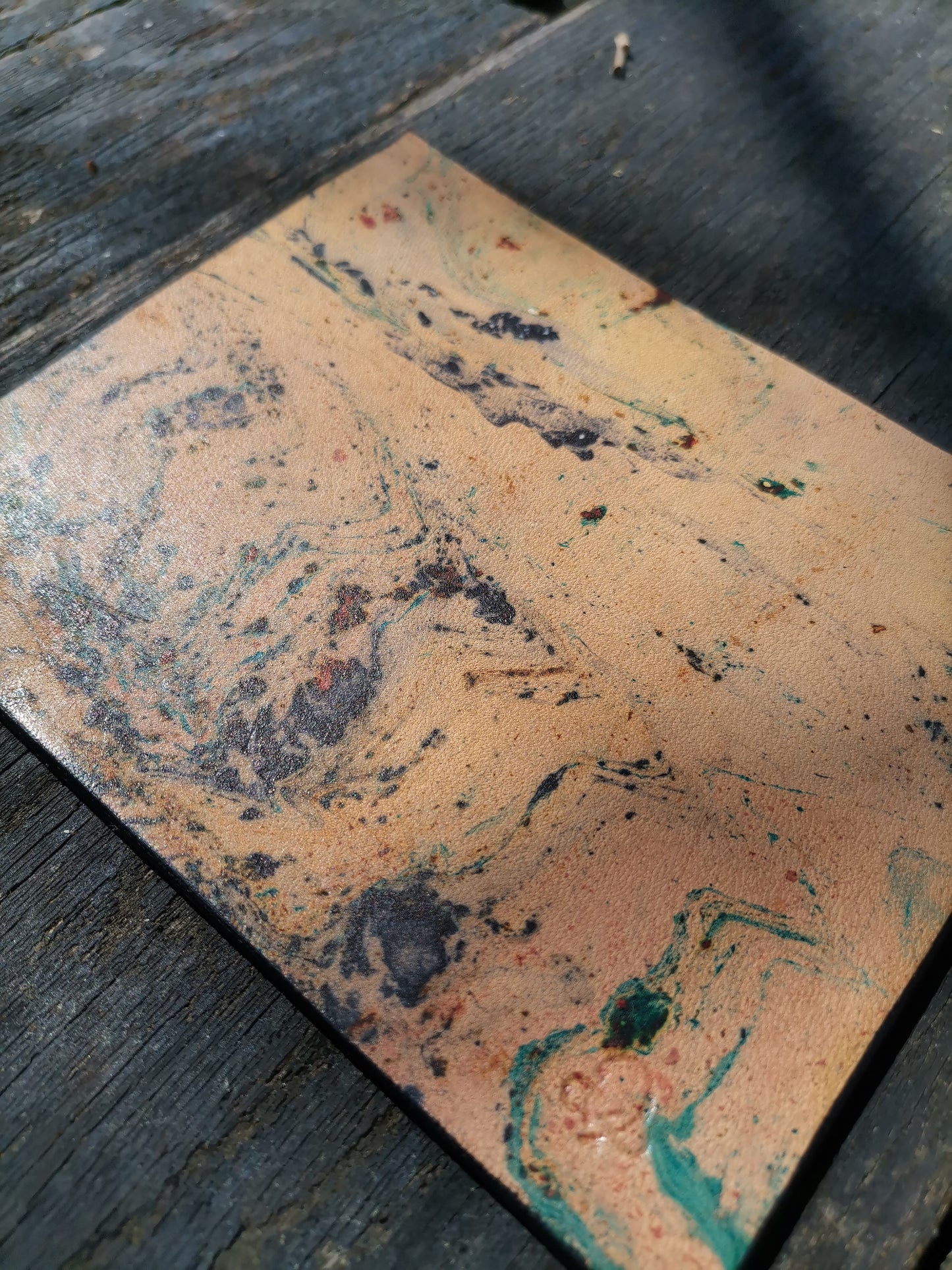 Small Leather Moodmat yellow marbling