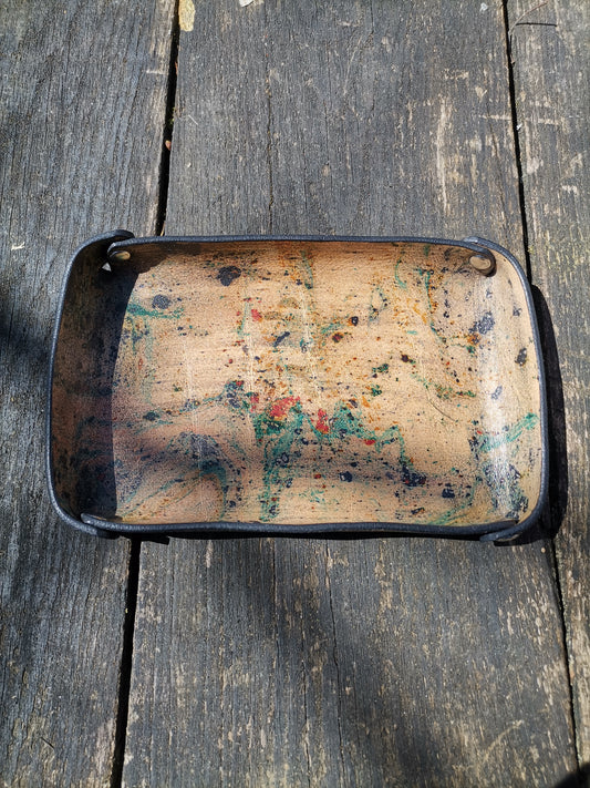Small Leather Tray with marbling