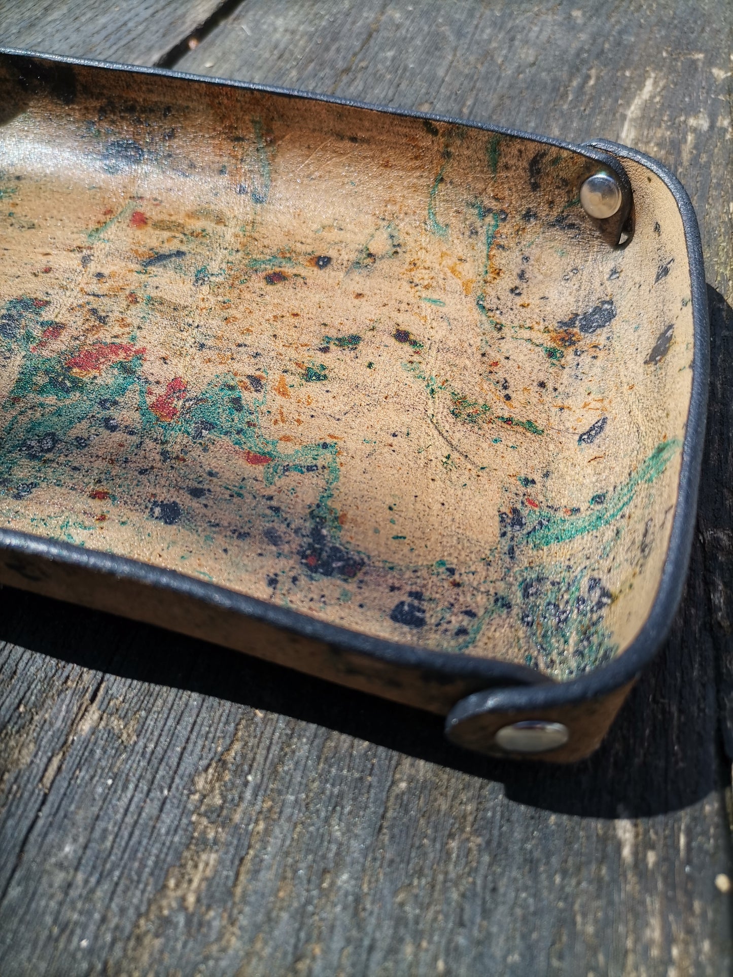 Small Leather Tray with marbling