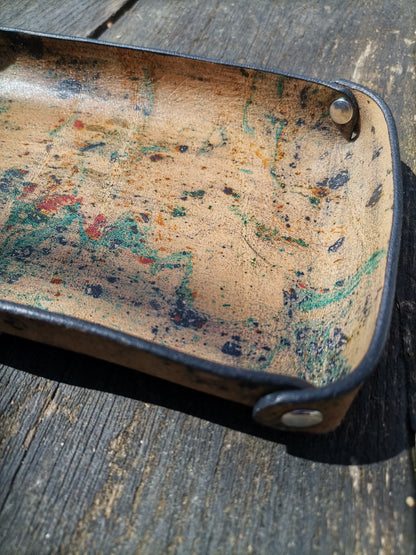 Small Leather Tray with marbling