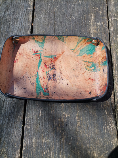 Small Leather Tray with marbling 2
