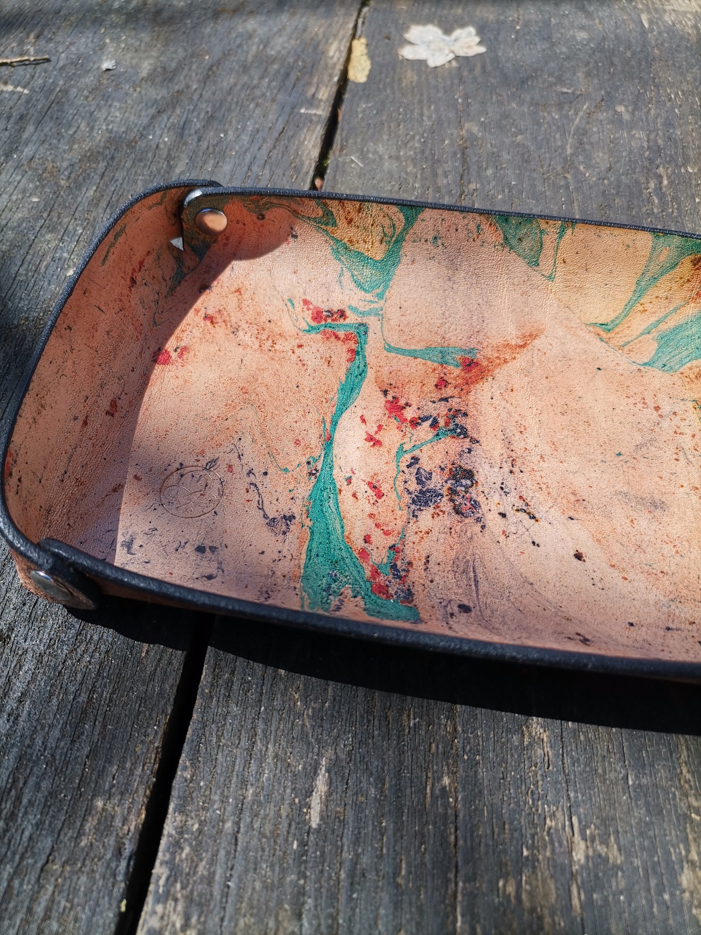 Small Leather Tray with marbling 2