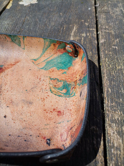 Small Leather Tray with marbling 2