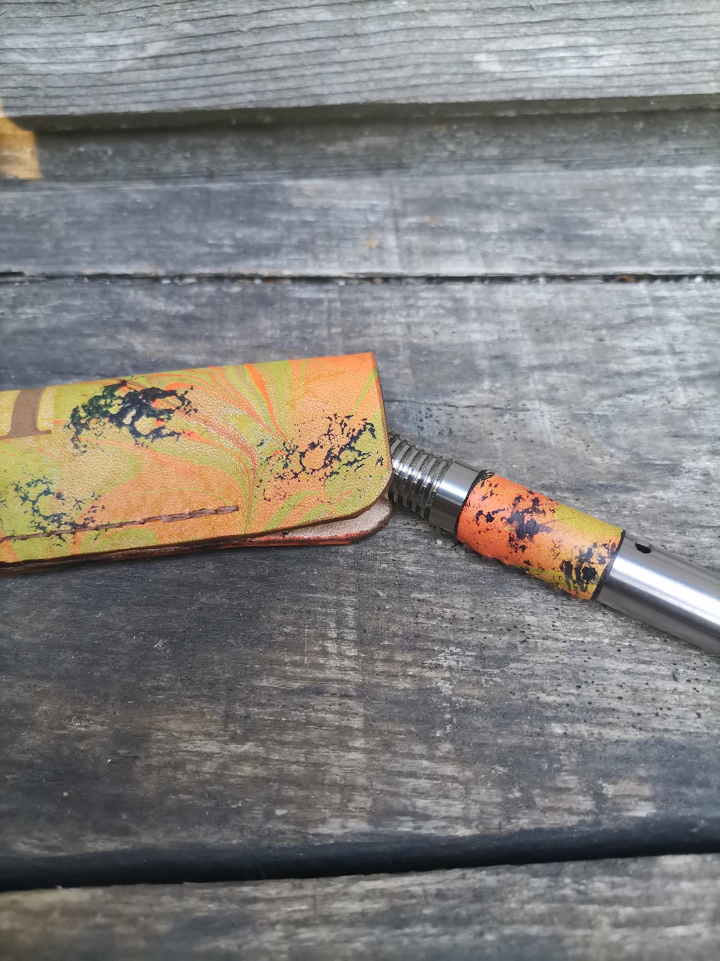 Simrell Ti -  Body wrap + matching thin sleeve with orange marbling + TOOL
