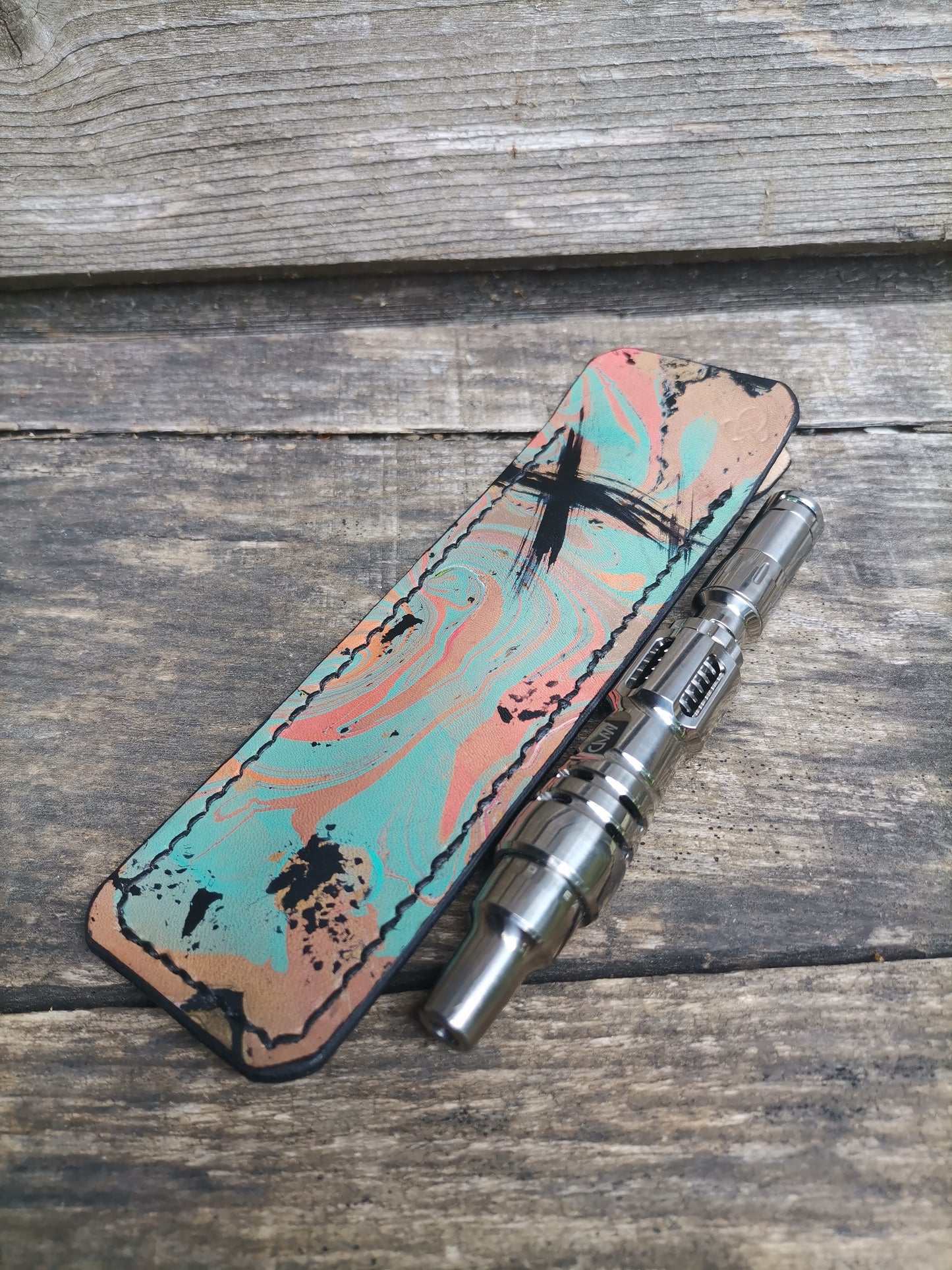 Thin sleeve with Blue/pink marbling