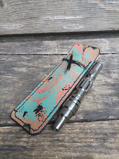 Thin sleeve with Blue/pink marbling