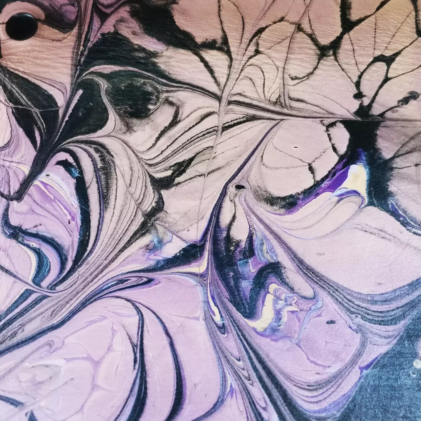 Leather Tray Black Purple Pink Marbling